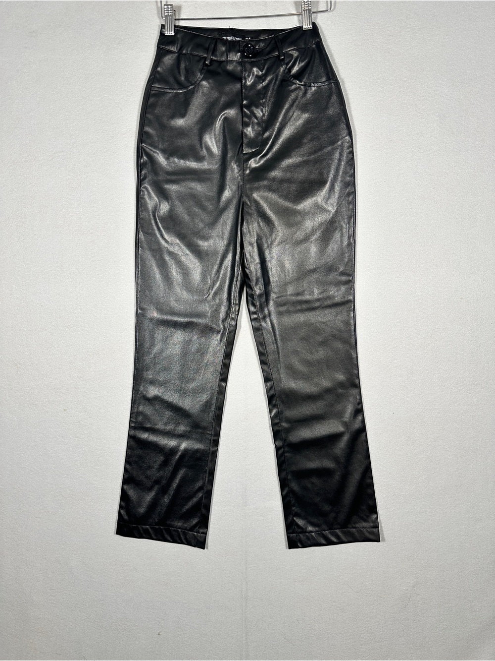 PrettyLittleThing Black Faux Leather Straight Leg Pants Size 0 US / 4 UK NWOT!!